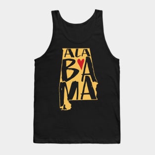 I Love Alabama Gold on Black Background Tank Top